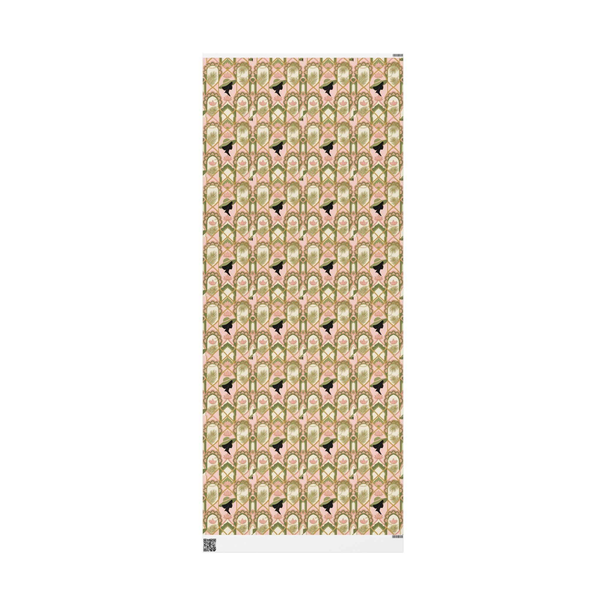 Pink & Green Deco Bloom Silhouettes Gift Wrap — Family Wrap Co.