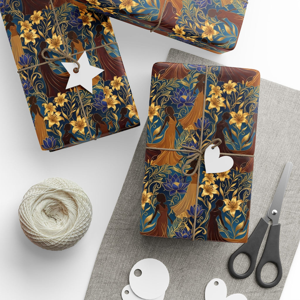Blue Gold Botanical Luxe Wrapping Paper — Family Wrap Co.