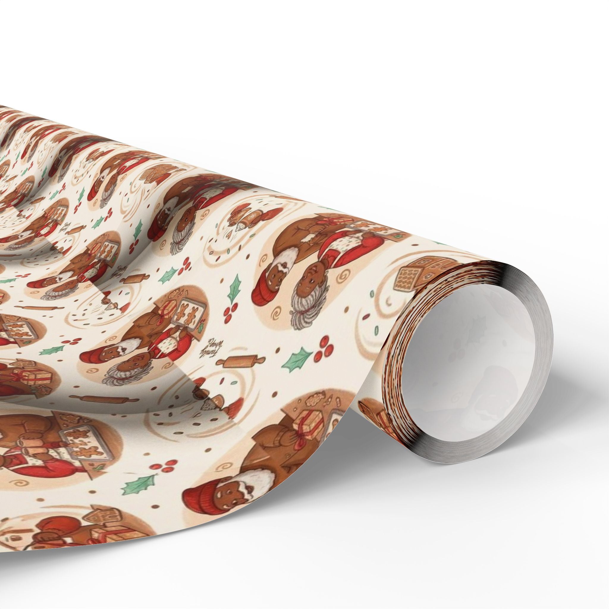 Mr. and Mrs. Claus Sweet Treats Pattern — African American Gift Wrap by Family Wrap Co.