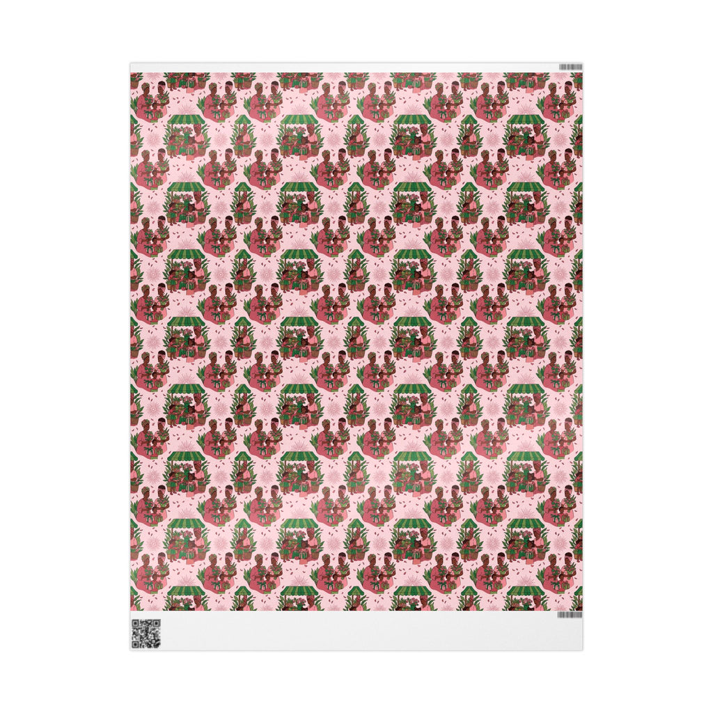 Pink & Green Joyful Market Day Wrapping Paper — Family Wrap Co.