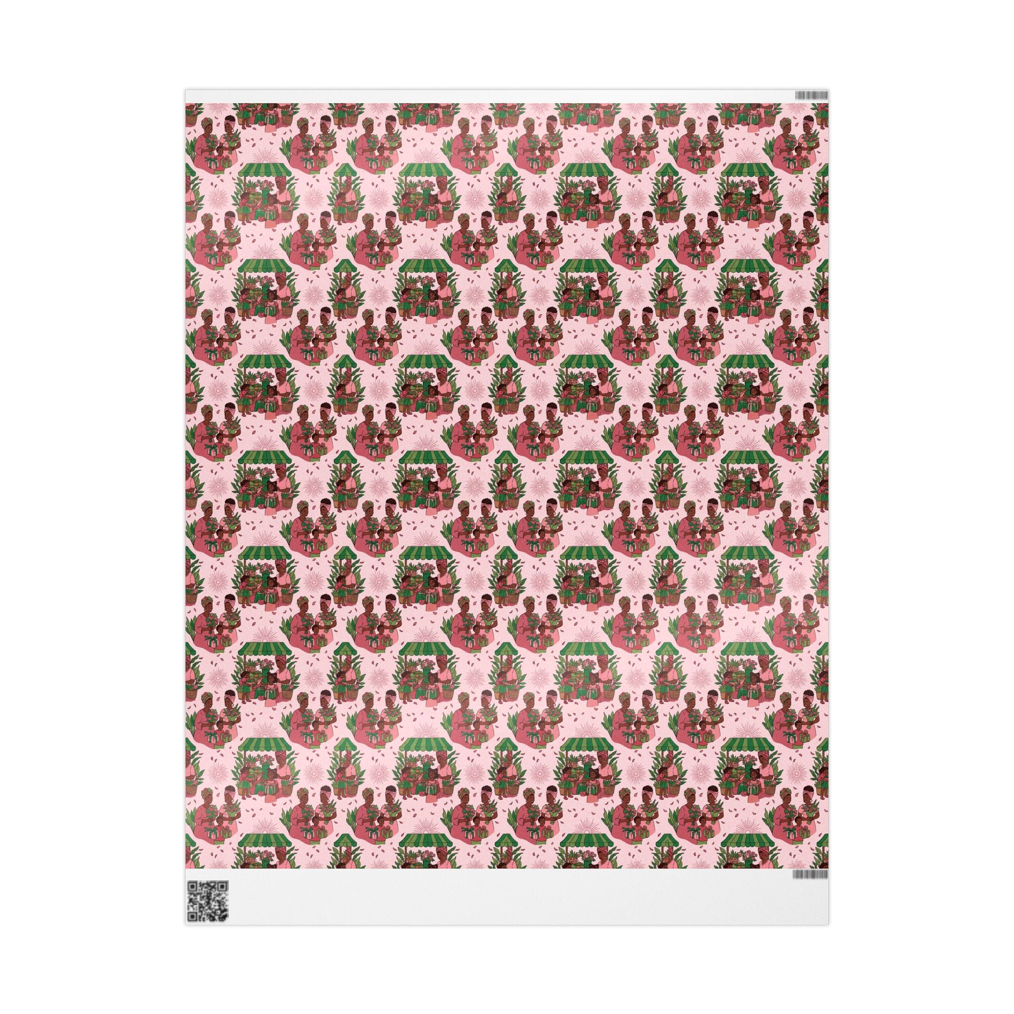 Pink & Green Joyful Market Day Wrapping Paper — Family Wrap Co.