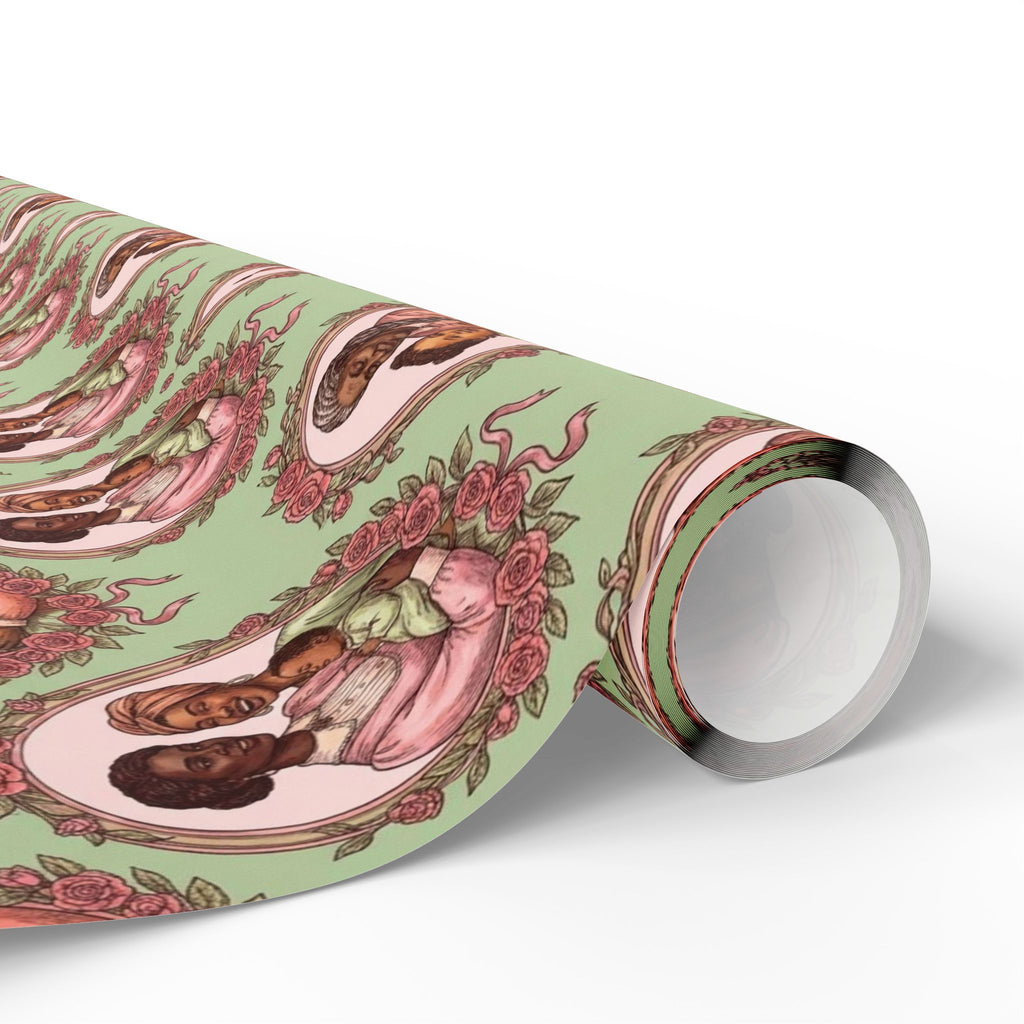 Pink & Green Family Portrait Wrapping Paper — Family Wrap Co.