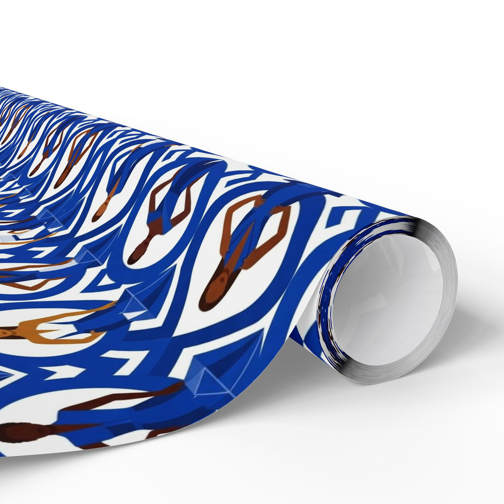 Royal Blue & White Geometric Elegance Wrapping Paper — Family Wrap Co.