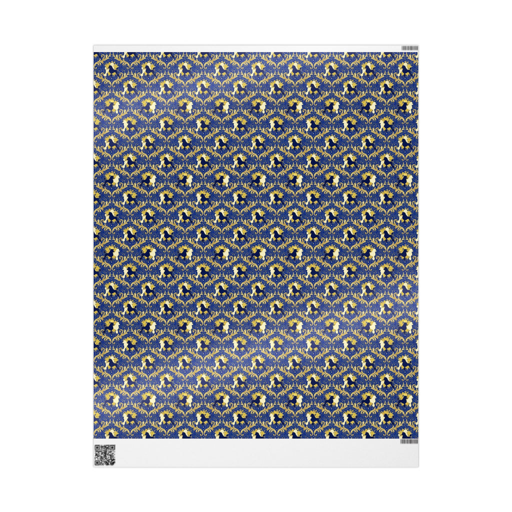 Blue & Gold Filigree Pattern — African American Gift Wrap by Family Wrap Co.