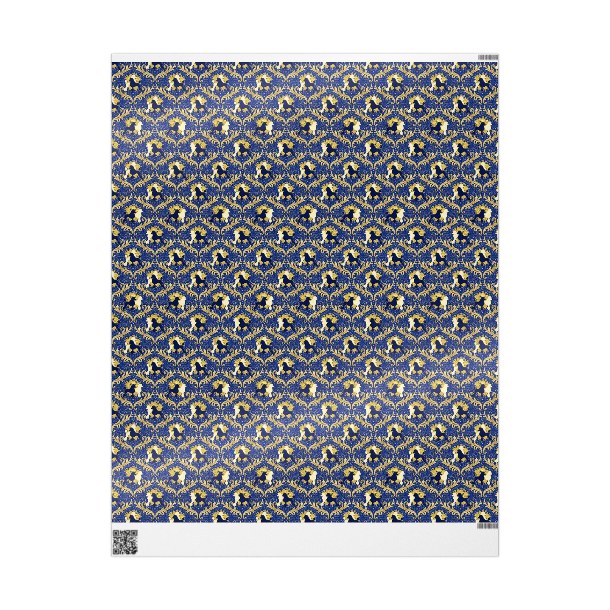 Blue & Gold Filigree Pattern — African American Gift Wrap by Family Wrap Co.
