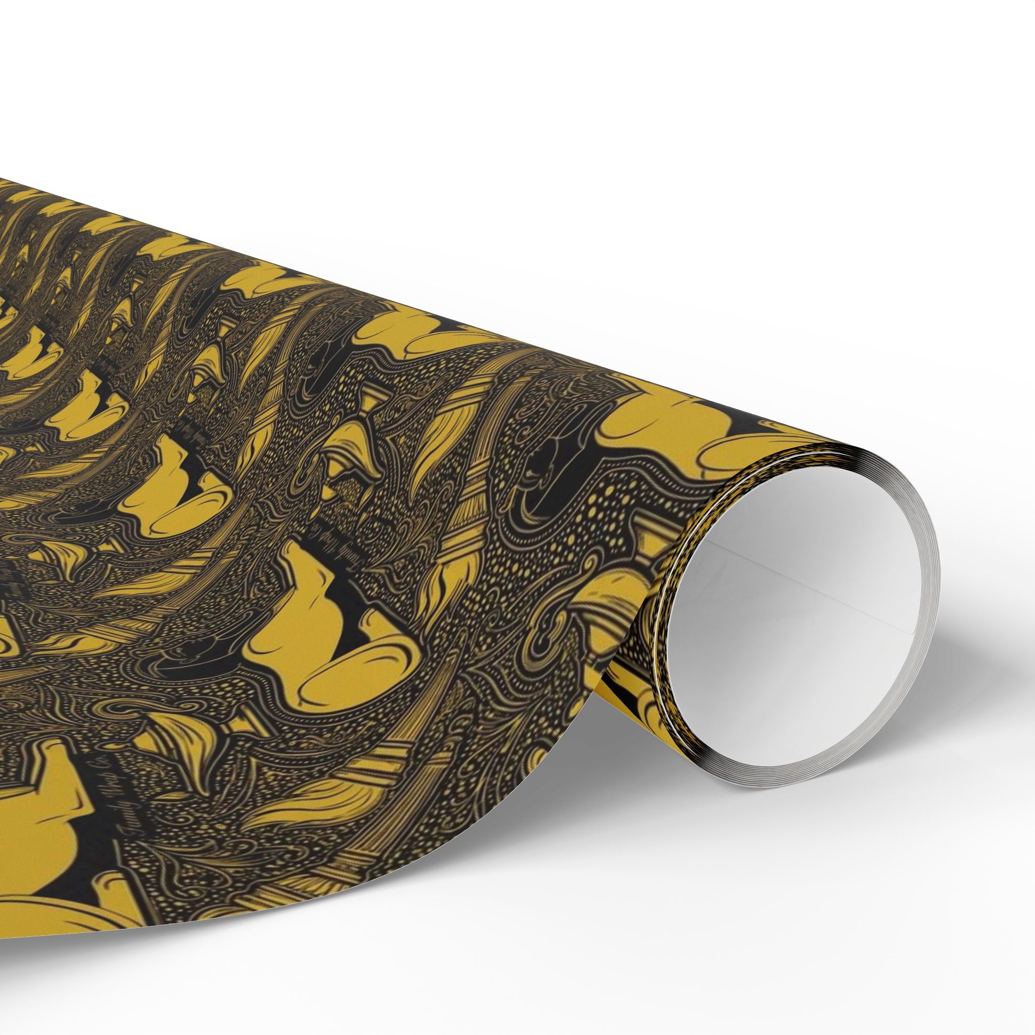 Black & Gold Sphinx Prestige Pattern — African American Gift Wrap by Family Wrap Co.