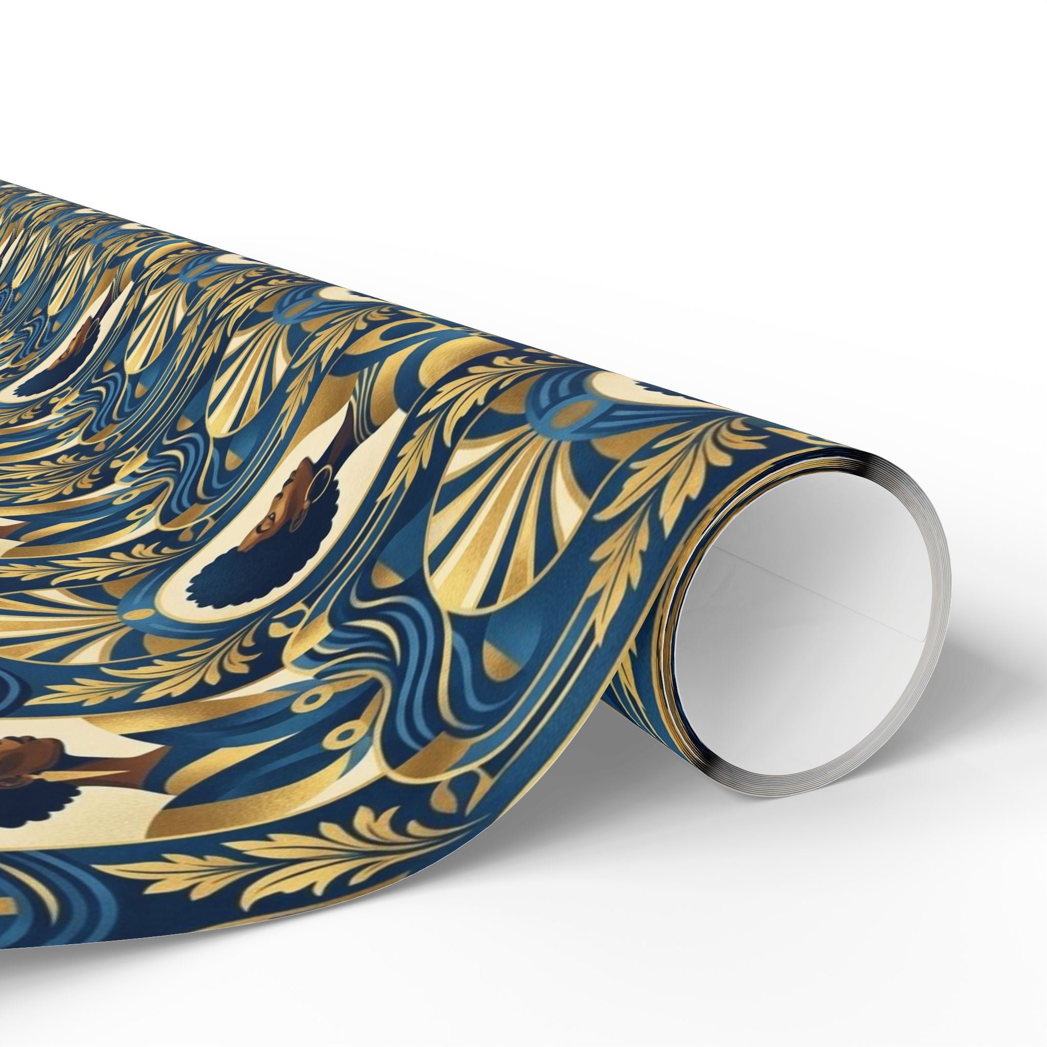 Blue & Gold Modern Muse Mosaic Wrapping Paper — Family Wrap Co.