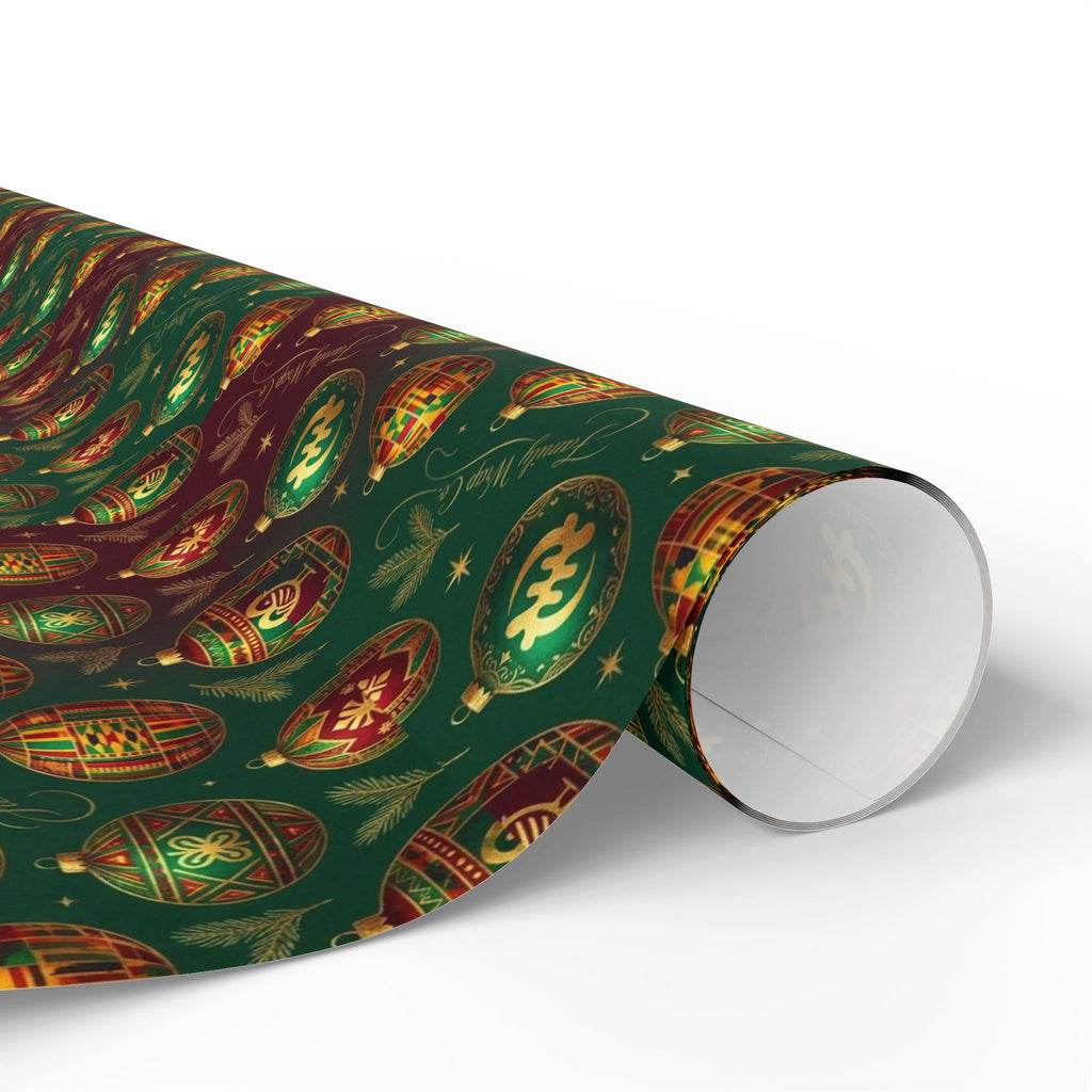 Golden Afrocentric Ornament Pattern — African American Gift Wrap by Family Wrap Co.