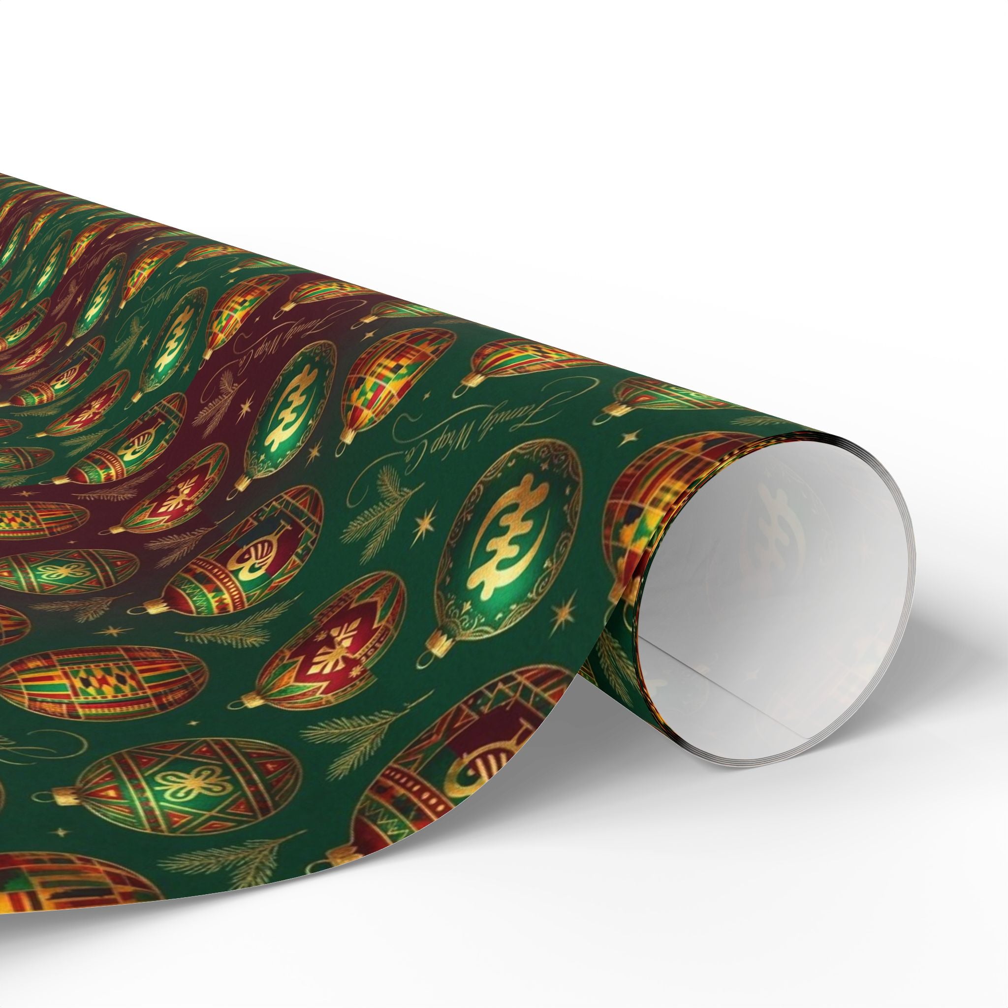 Golden Afrocentric Ornament Pattern — African American Gift Wrap by Family Wrap Co.