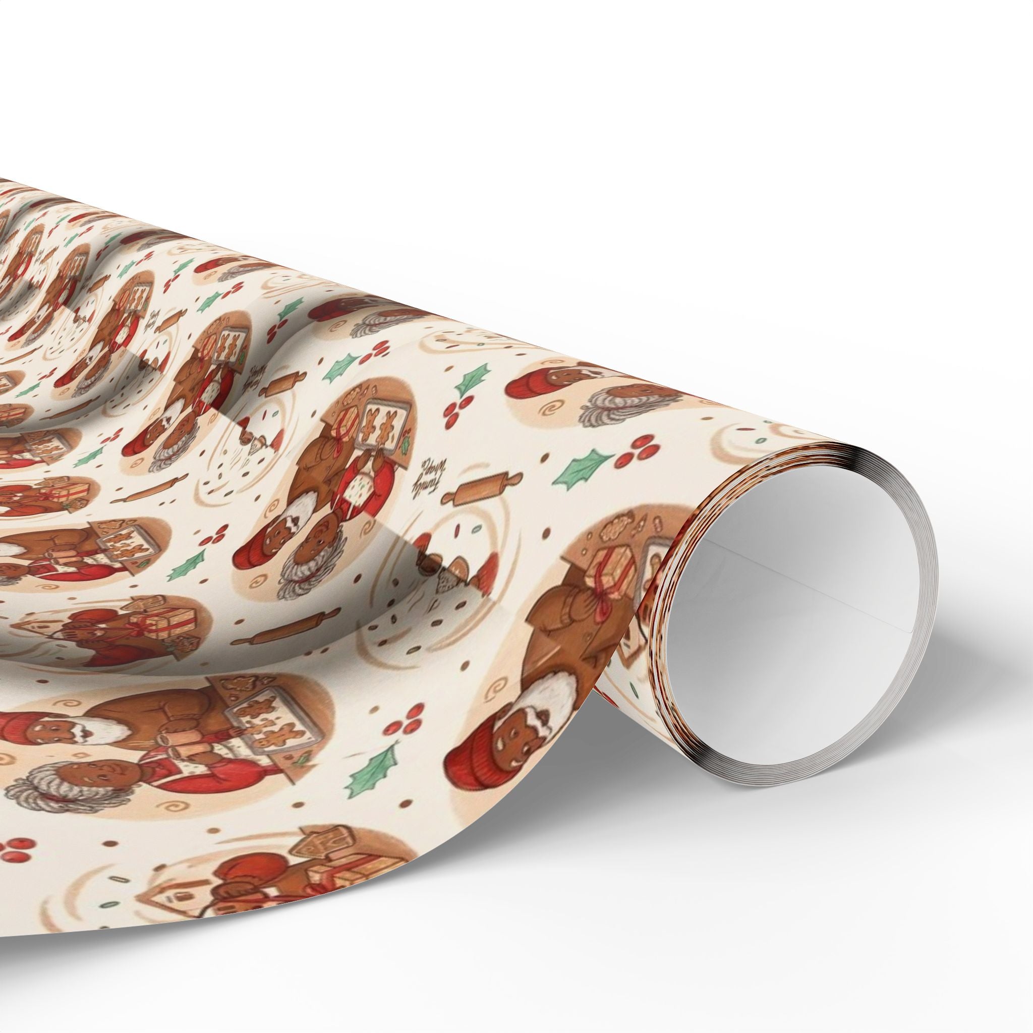 Mr. and Mrs. Claus Sweet Treats Pattern — African American Gift Wrap by Family Wrap Co.