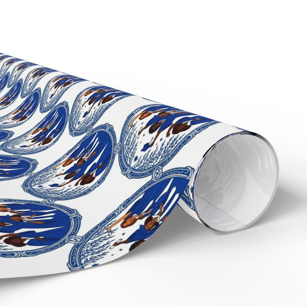 Royal Blue White Graduation Horizon Wrapping Paper — Family Wrap Co.