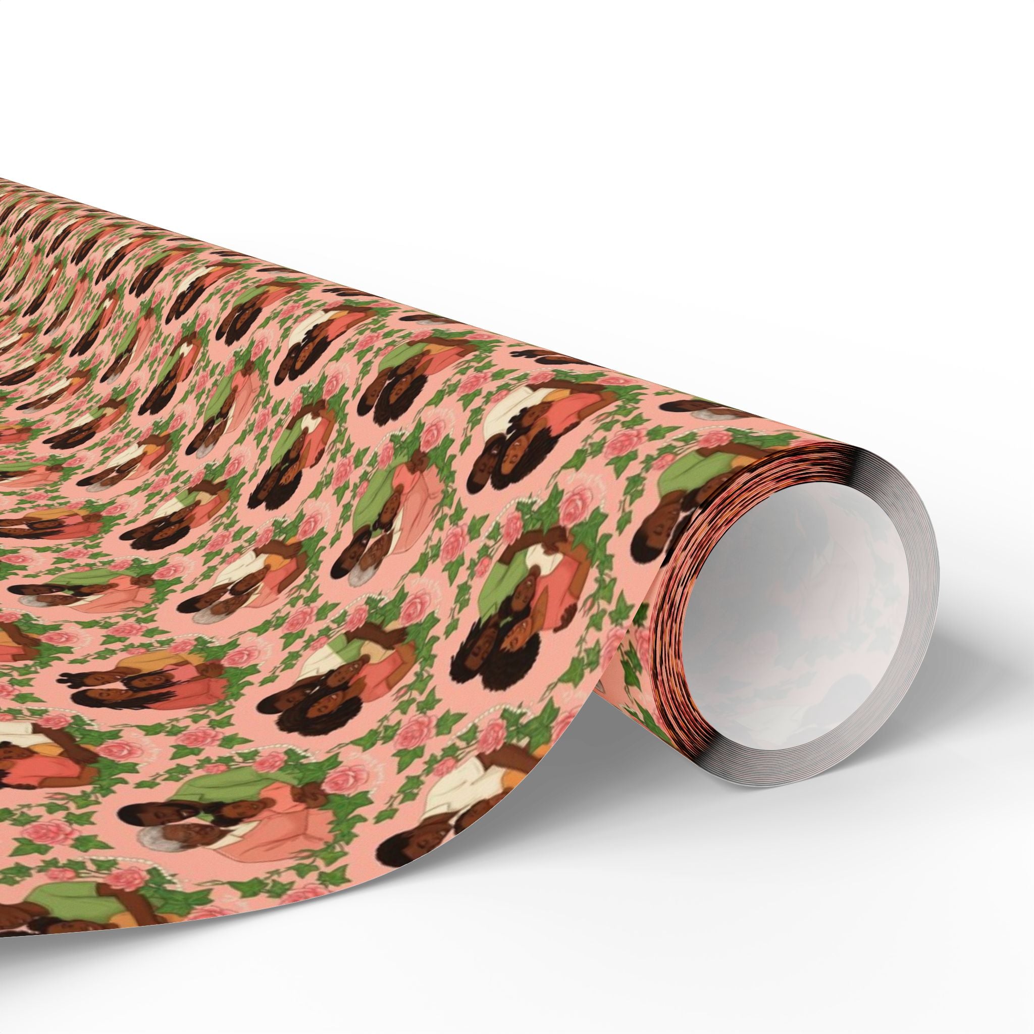 Pink & Green Ivy Bloom -- Families of Grace — African American Gift Wrap by Family Wrap Co.