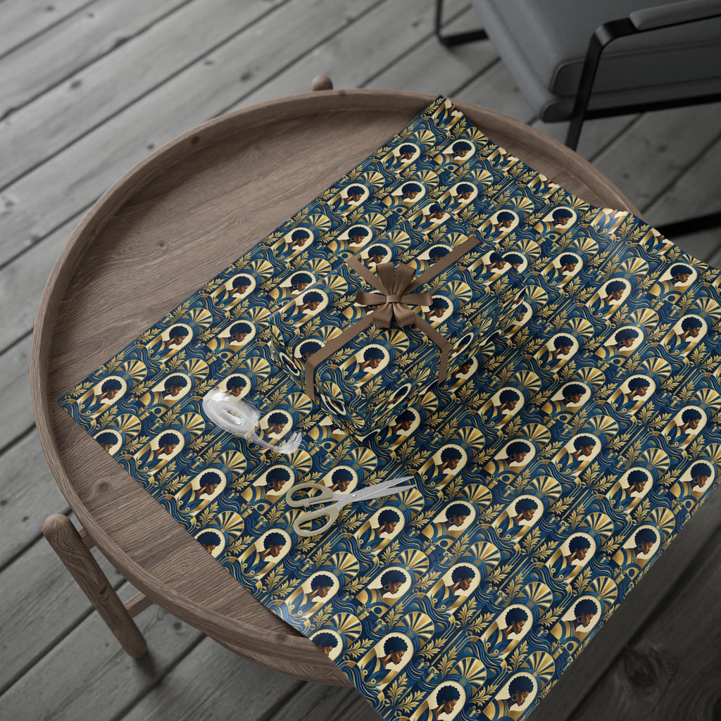 Blue & Gold Modern Muse Mosaic Wrapping Paper — Family Wrap Co.