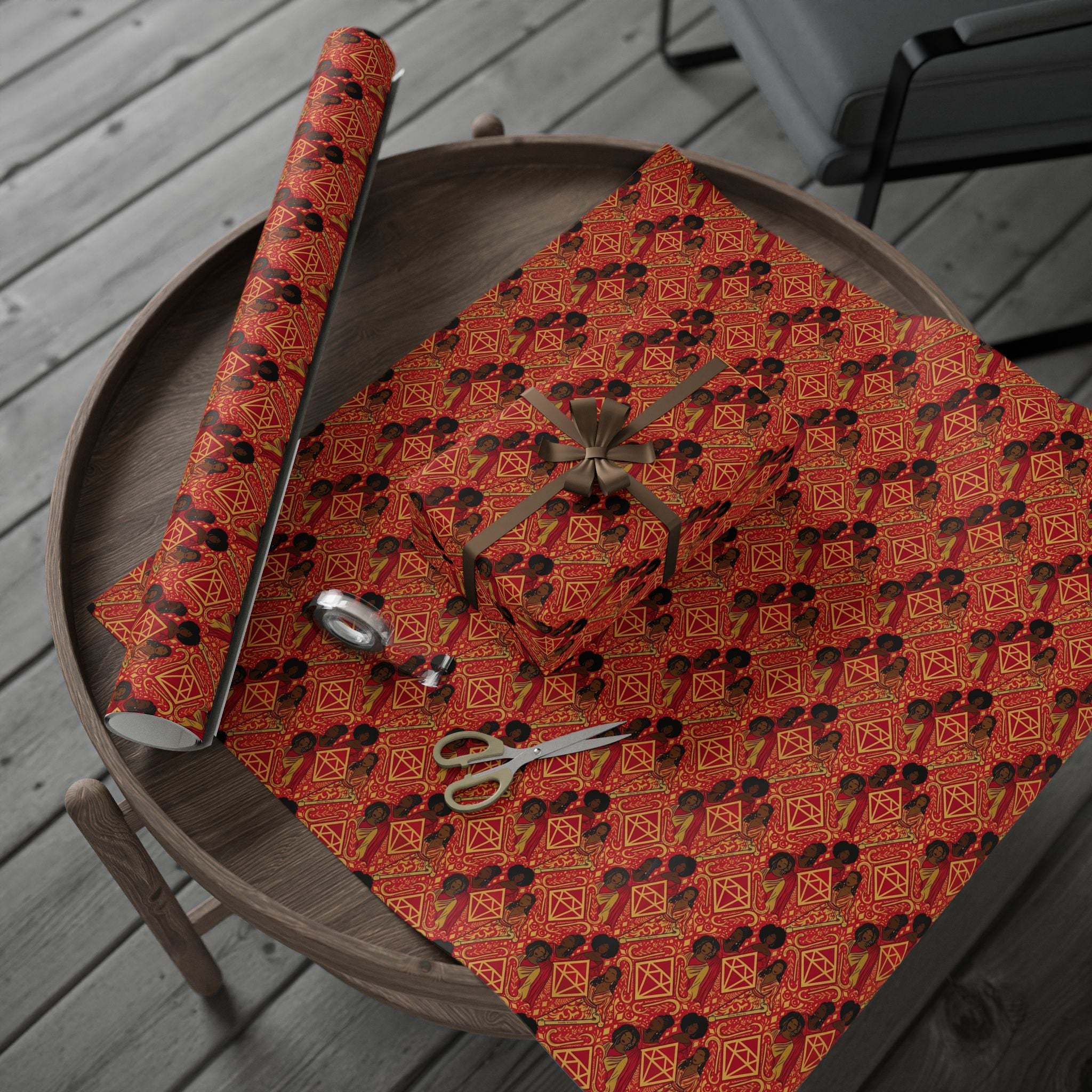 Crimson & Gold Diamond Cane Collection — African American Gift Wrap by Family Wrap Co.