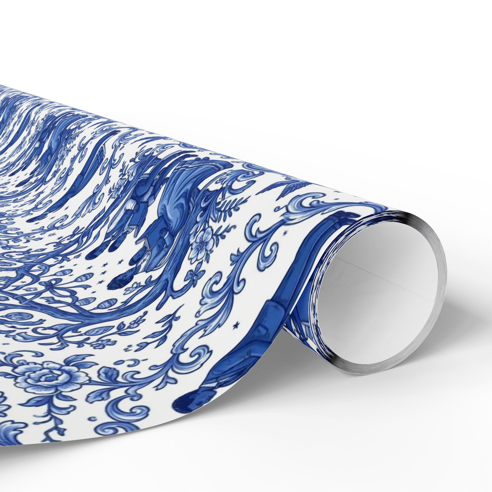 Royal Blue & White Porcelain Toile Wrapping Paper — Family Wrap Co.