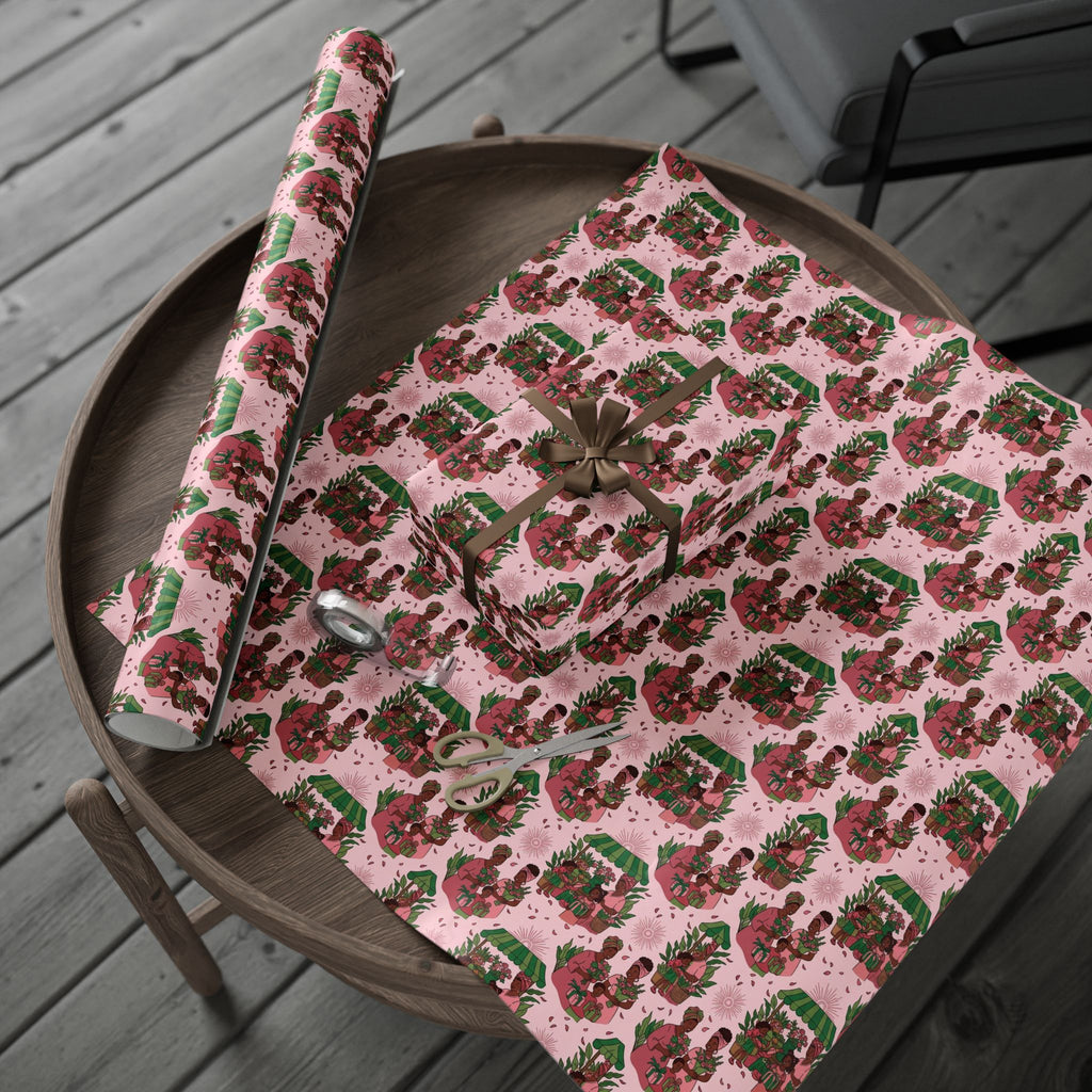 Pink & Green Joyful Market Day Wrapping Paper — Family Wrap Co.