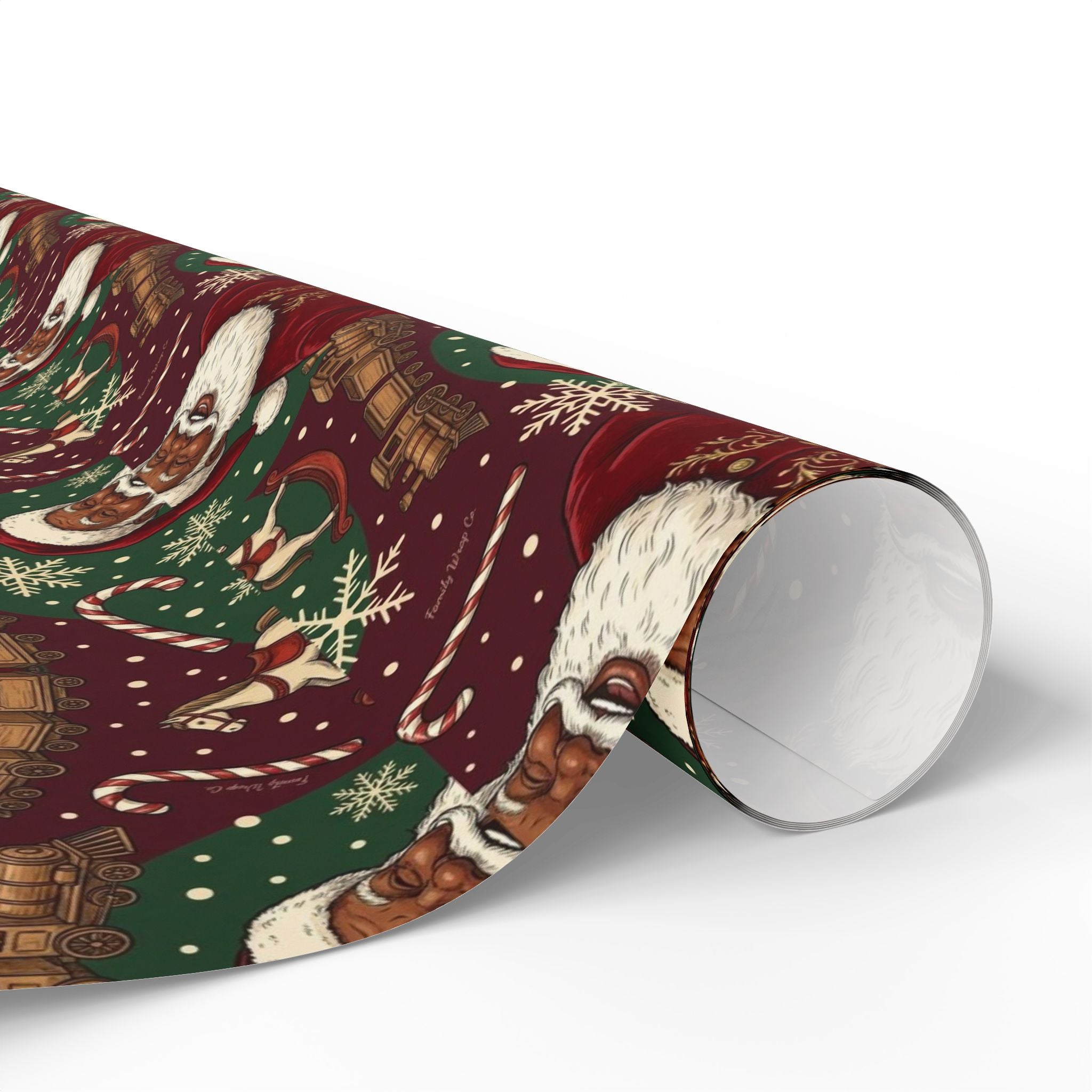Jolly Black Santa Workshop Pattern — African American Gift Wrap by Family Wrap Co.