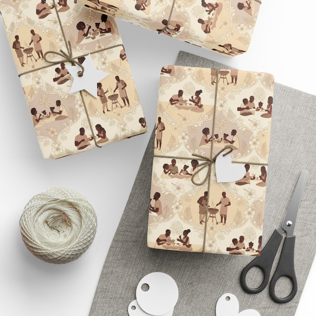 Backyard BBQ Joy — Taupe & Sand Wrapping Paper — Family Wrap Co.