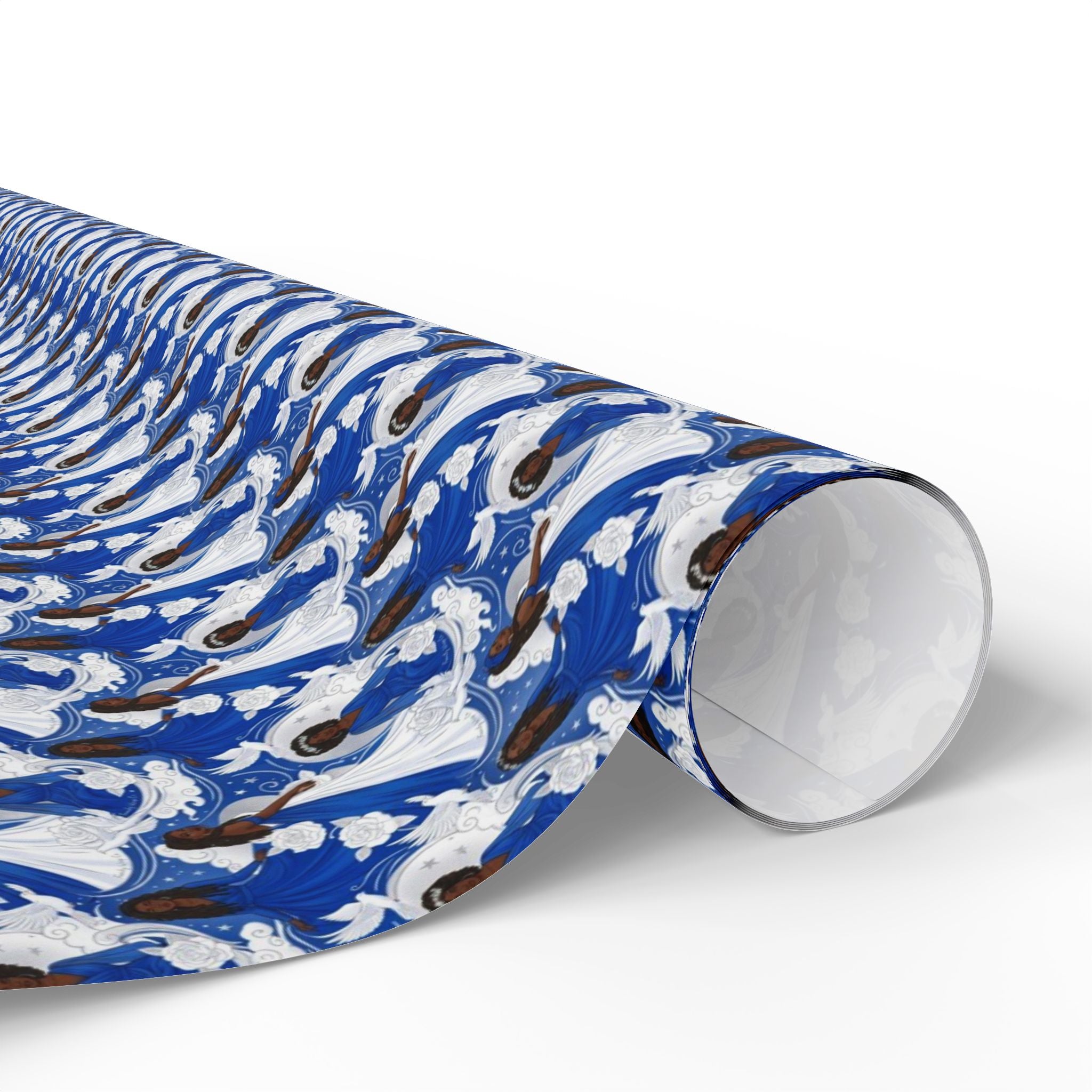 Royal Blue & White Dove Sky -- Women of Grace — African American Gift Wrap by Family Wrap Co.