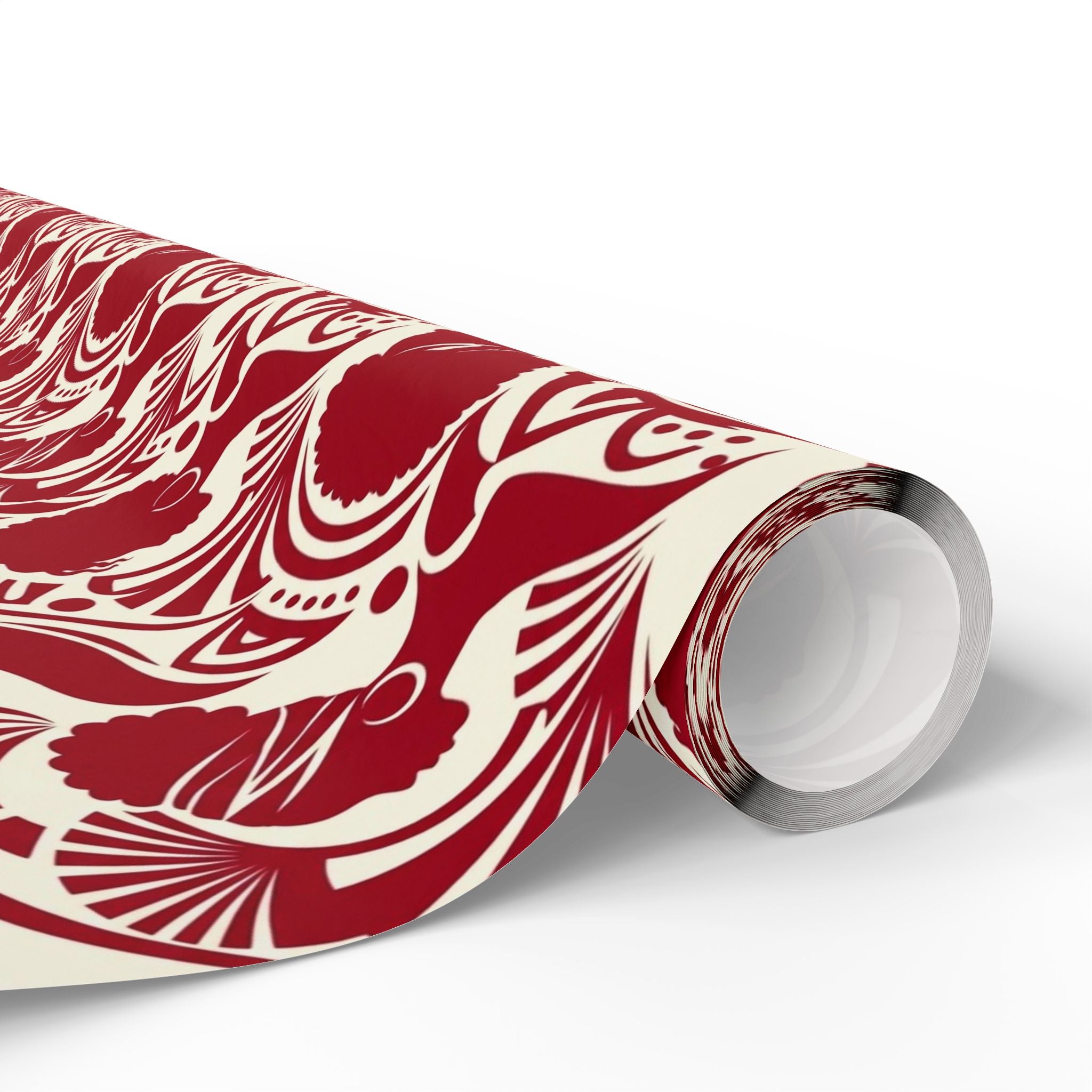 Crimson & Cream Modern Silhouette Rhythm Gift Wrap — Family Wrap Co.