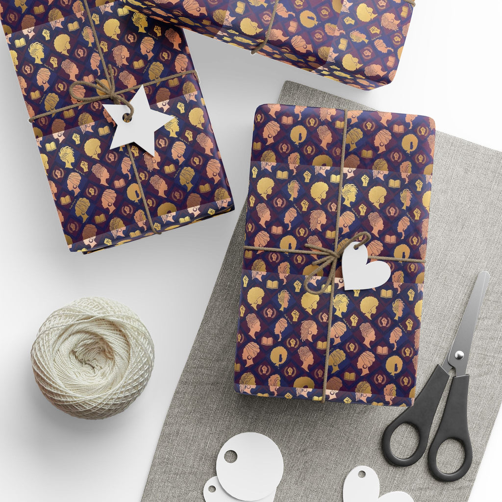 Icons of Greatness Silhouette Pattern — African American Gift Wrap by Family Wrap Co.