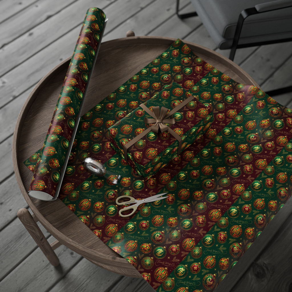 Golden Ornament Celebration Wrapping Paper — Family Wrap Co.