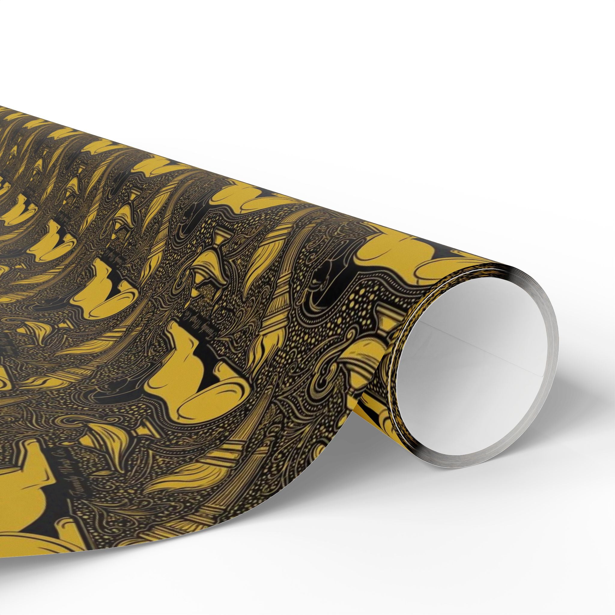 Black & Gold Sphinx Prestige Pattern — African American Gift Wrap by Family Wrap Co.