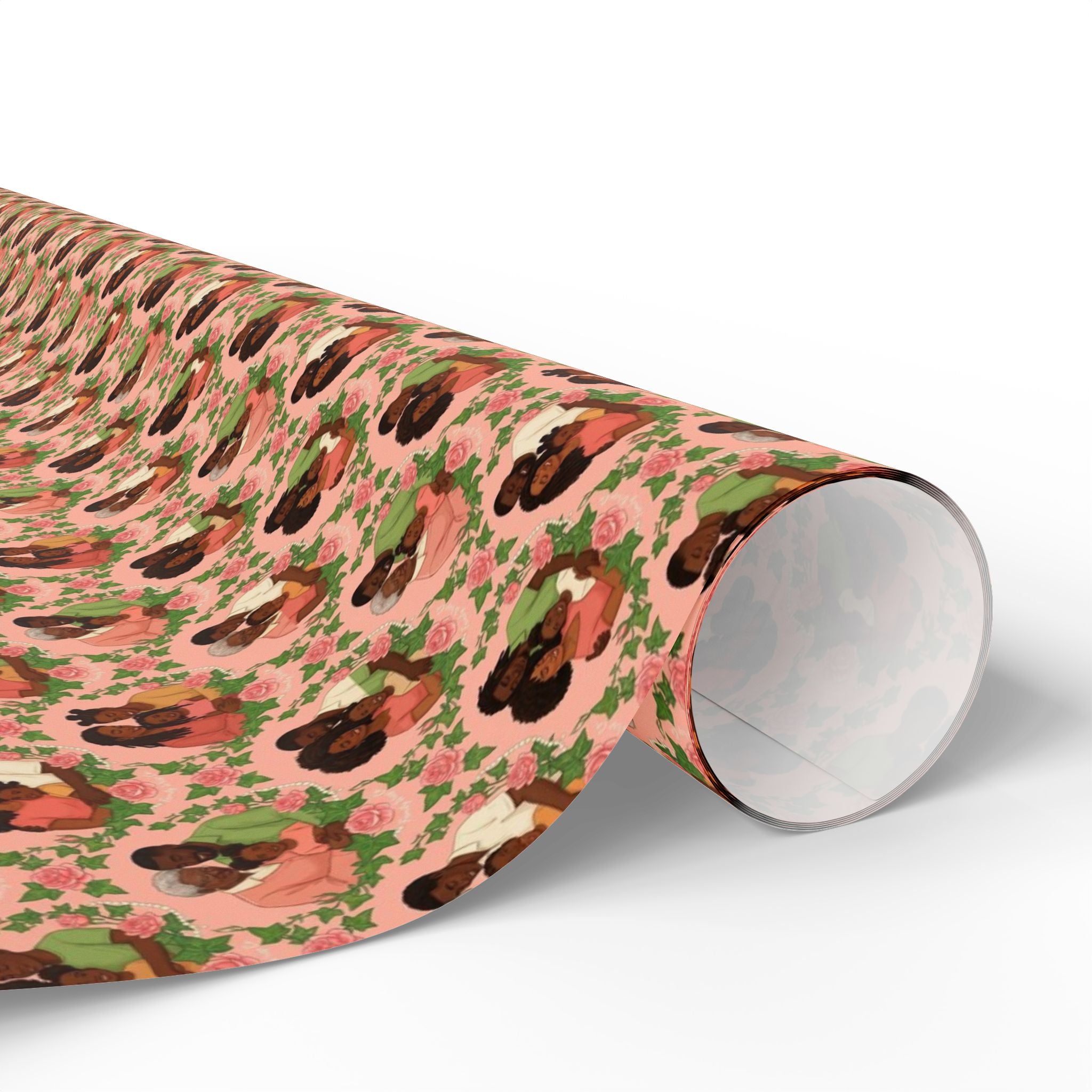 Pink & Green Ivy Bloom -- Families of Grace — African American Gift Wrap by Family Wrap Co.