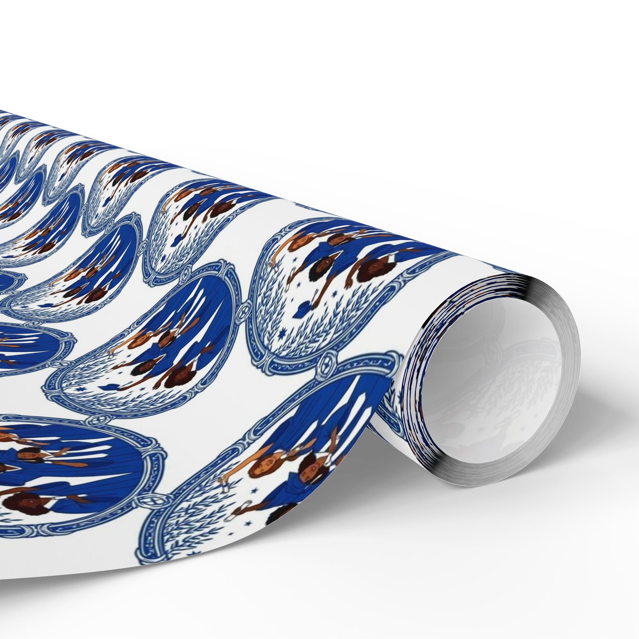 Royal Blue White Graduation Horizon Wrapping Paper — Family Wrap Co.