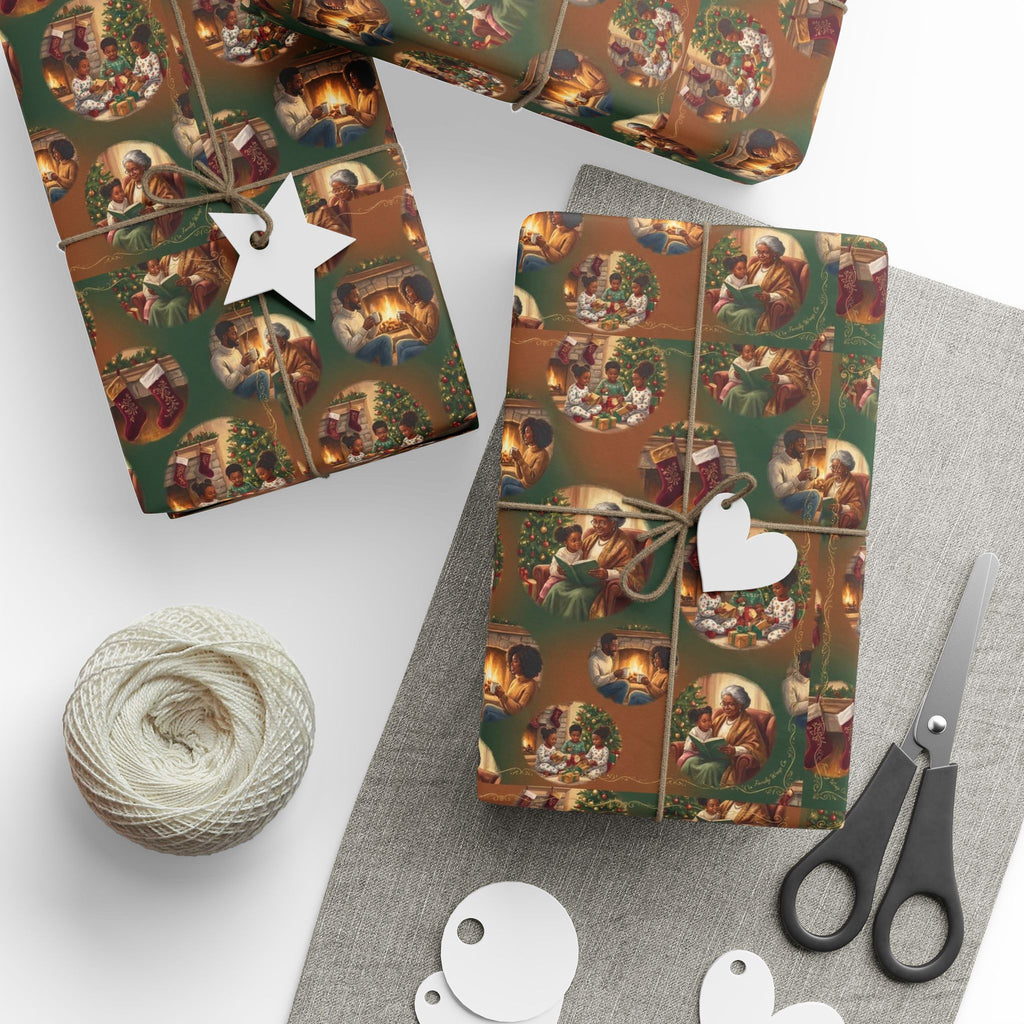 Holiday Hearthside Memories Pattern — African American Gift Wrap by Family Wrap Co.