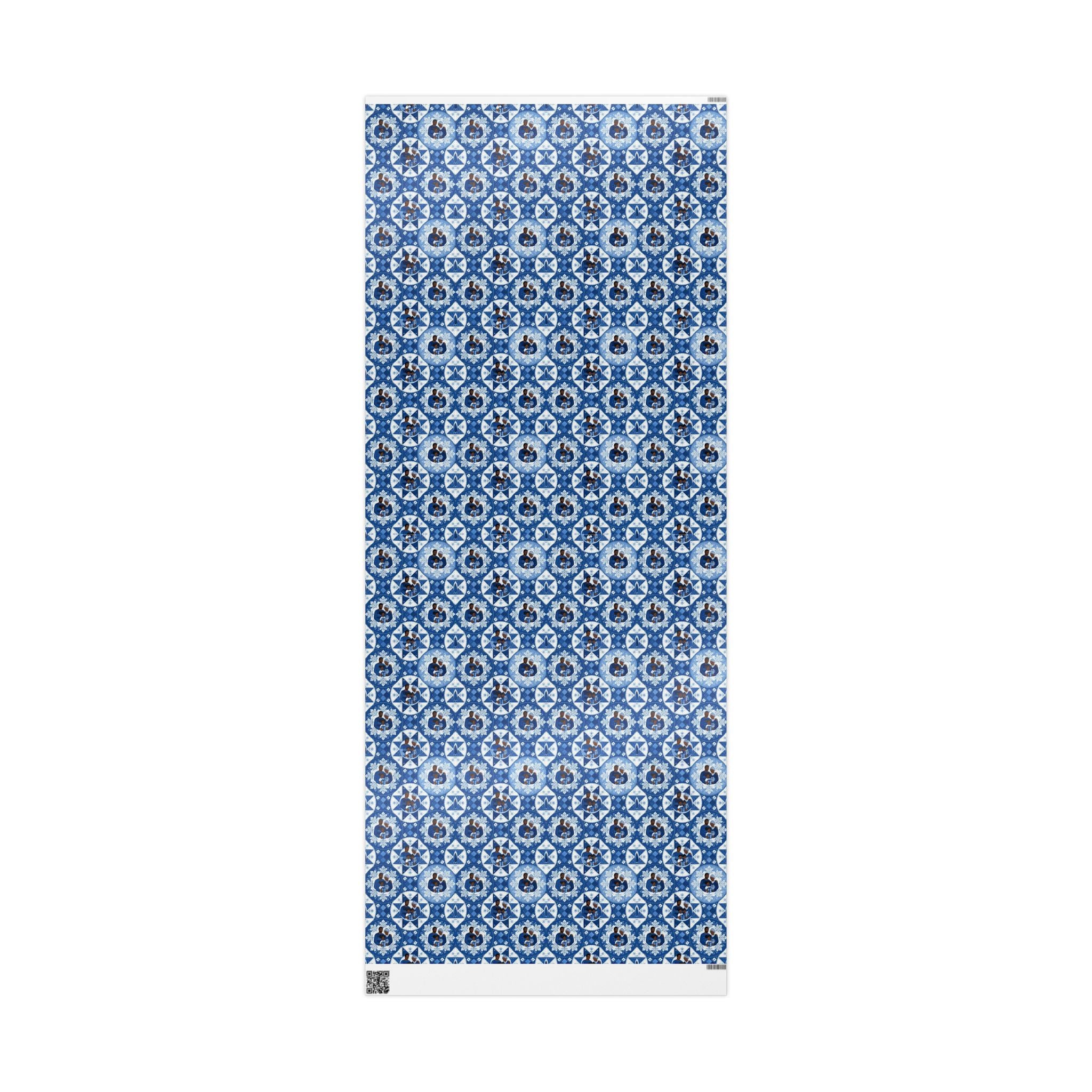Royal Blue & White Snowflake Quilt Wrapping Paper — Family Wrap Co.