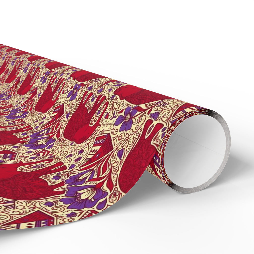 Crimson & Cream Regal Pattern — African American Gift Wrap by Family Wrap Co.