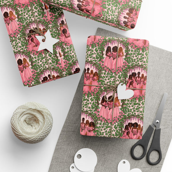 Pink & Green Garden Party Wrapping Paper — Family Wrap Co.