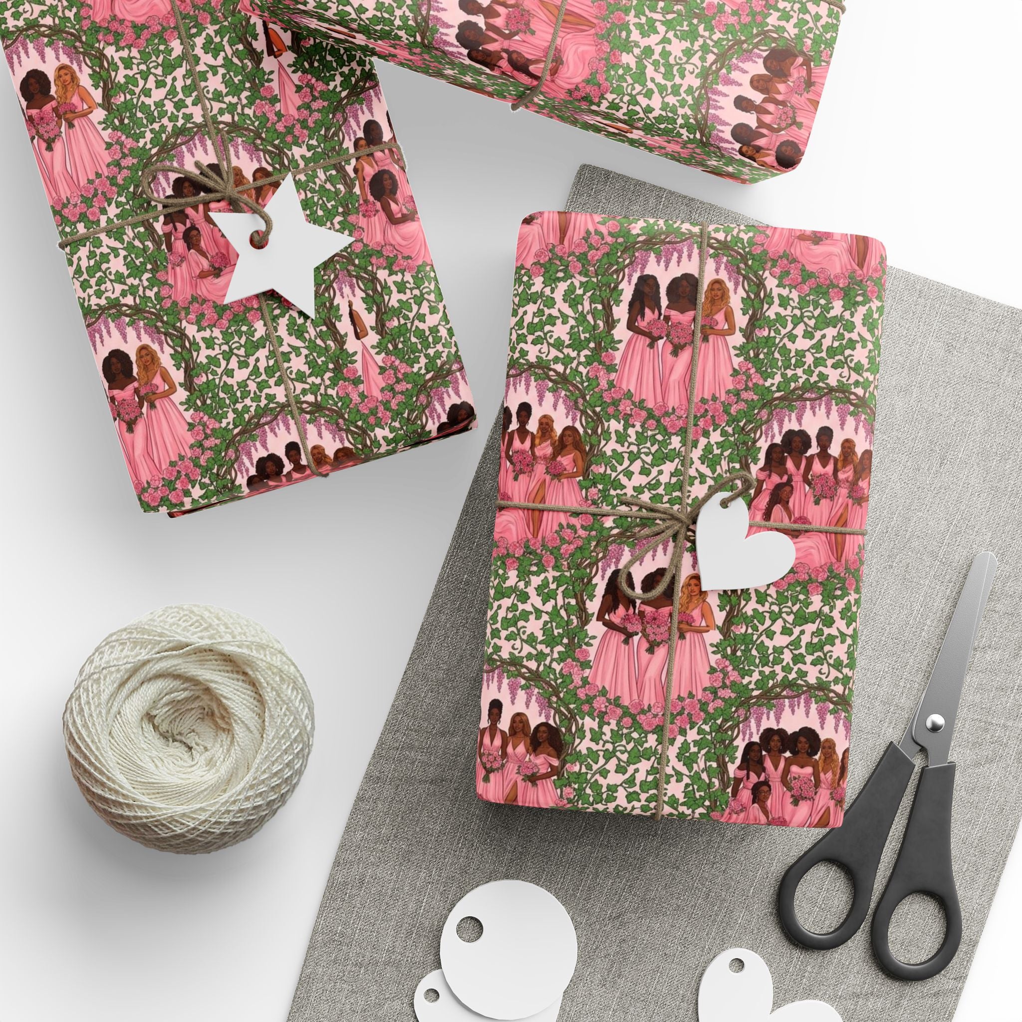Pink & Green Garden Party Wrapping Paper — Family Wrap Co.