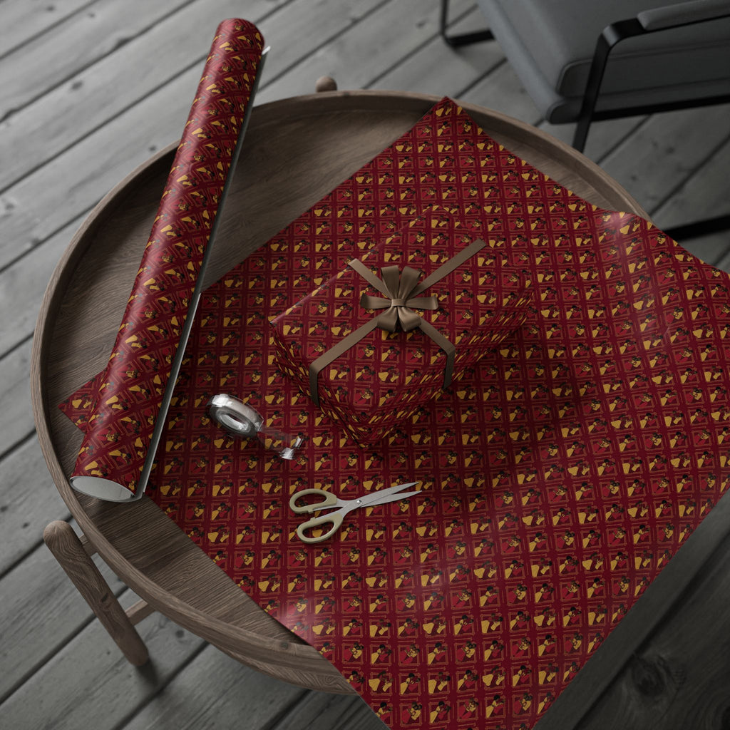 Crimson & Gold Diamond Cane — Family Warmth — African American Gift Wrap by Family Wrap Co.