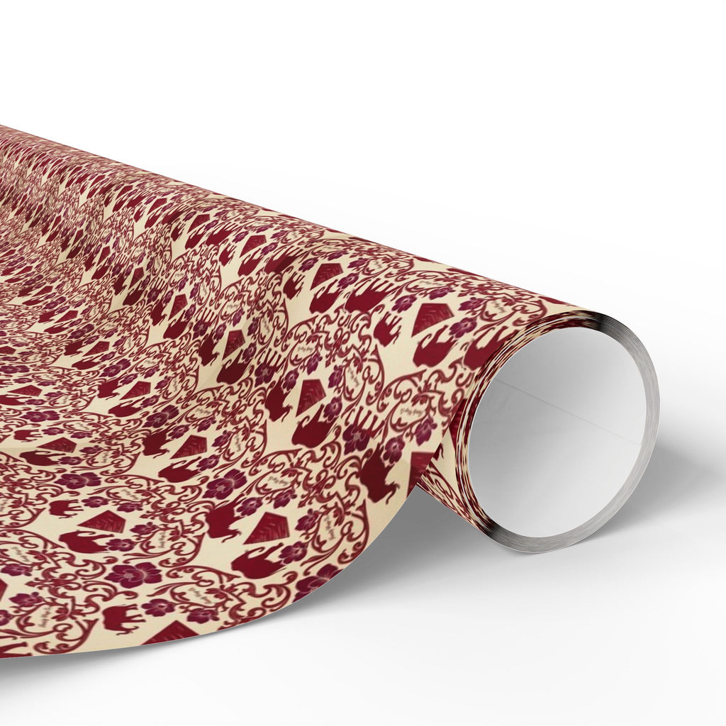 Crimson & Cream Elephant Reign -- Heritage in Bloom — African American Gift Wrap by Family Wrap Co.