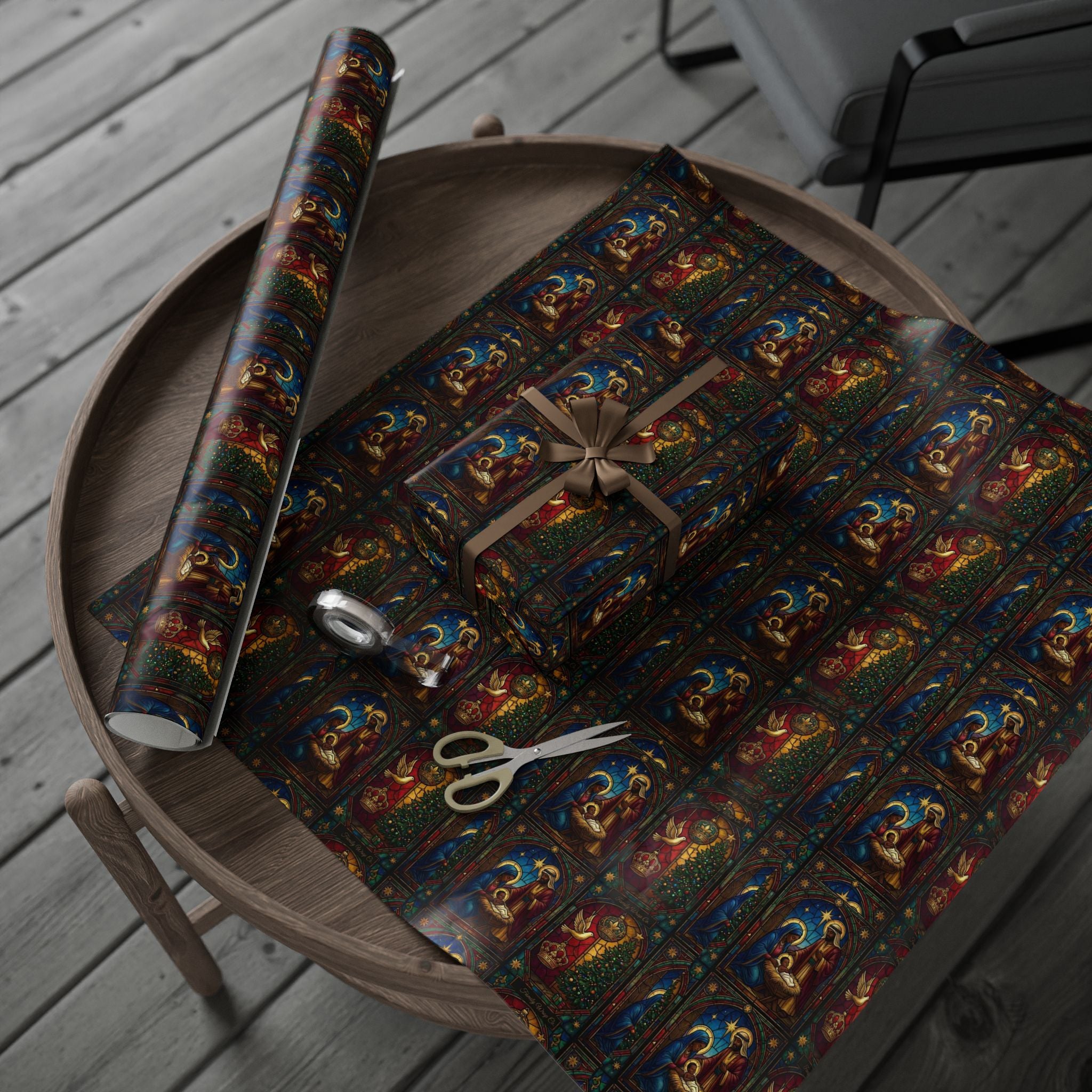 Jewel Tone Nativity Scene Christmas Gift Wrap — Family Wrap Co.