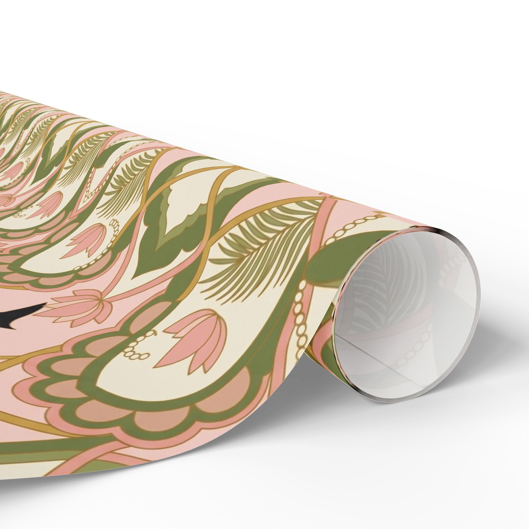 Pink & Green Deco Bloom Silhouettes Gift Wrap — Family Wrap Co.