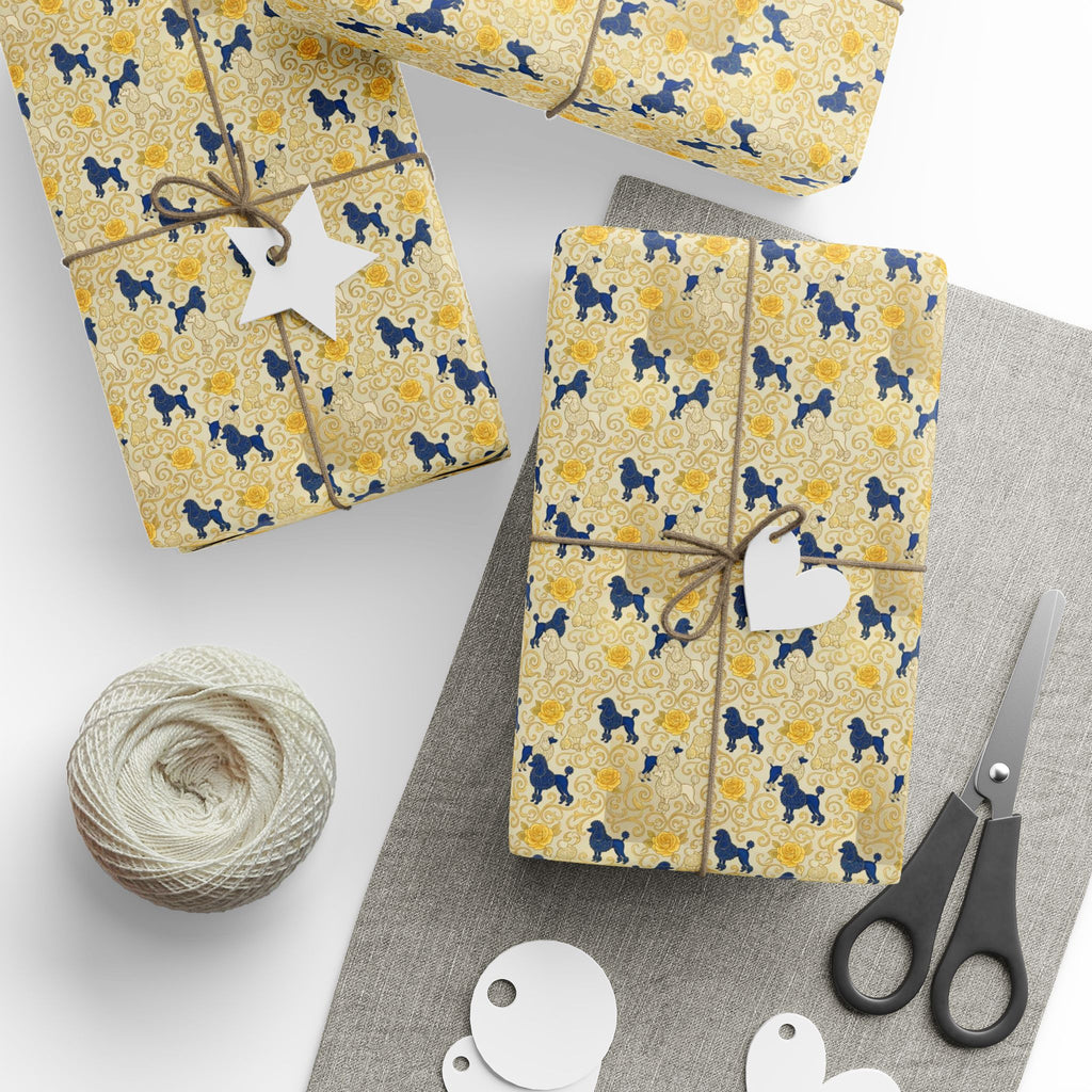 Cobalt Filigree & Poodle Garden — African American Gift Wrap by Family Wrap Co.