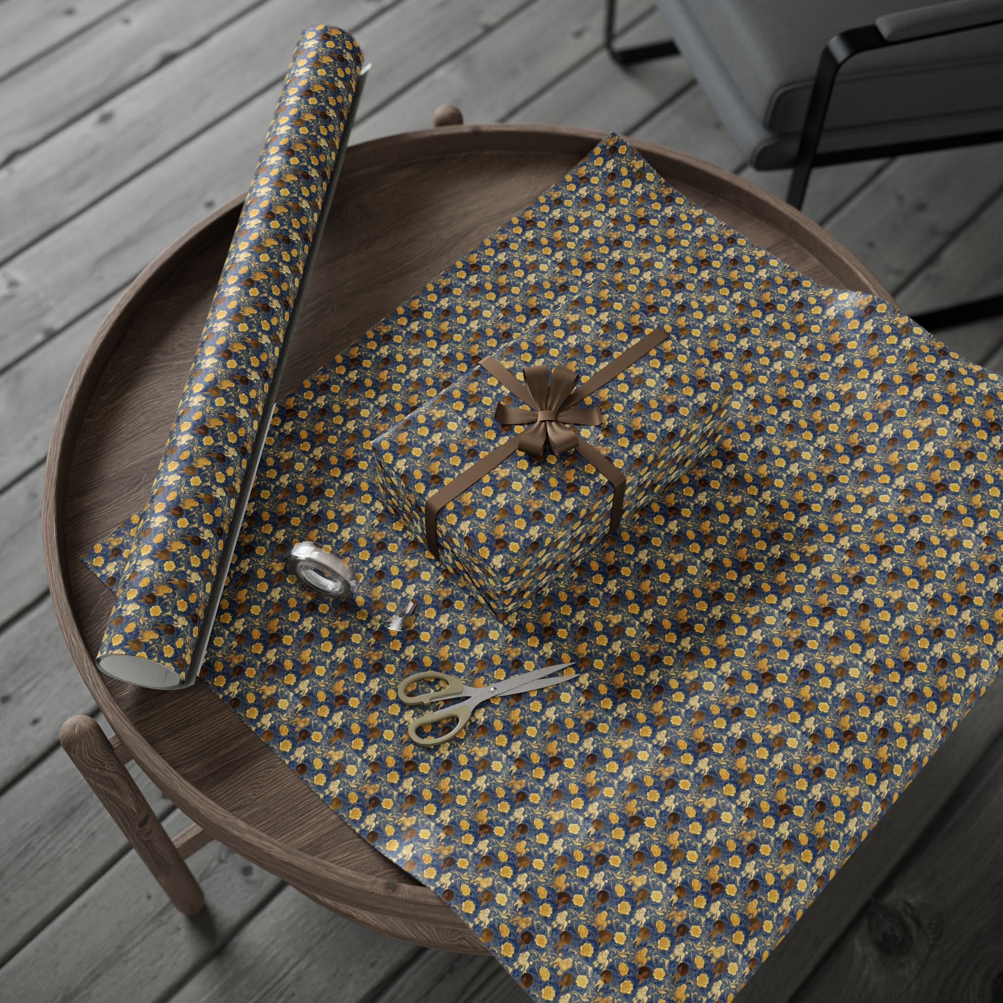 Sapphire Crown & Golden Bloom — African American Gift Wrap by Family Wrap Co.