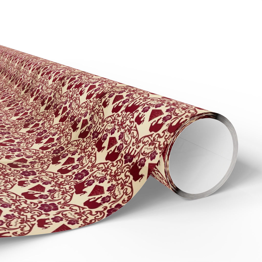 Crimson & Cream Elephant Reign -- Heritage in Bloom — African American Gift Wrap by Family Wrap Co.
