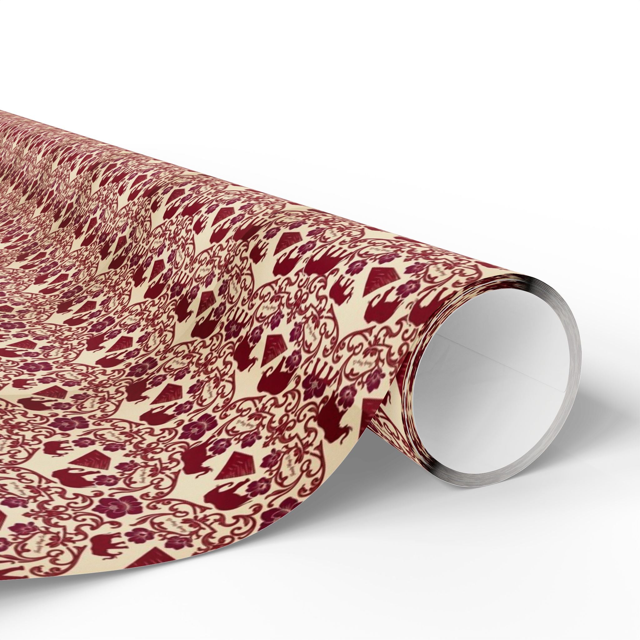 Crimson & Cream Elephant Reign -- Heritage in Bloom — African American Gift Wrap by Family Wrap Co.