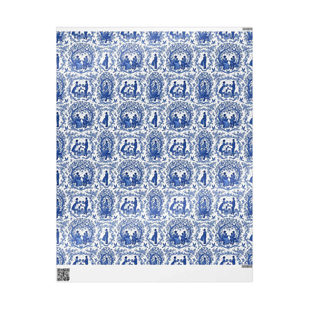 Royal Blue & White Porcelain Toile Wrapping Paper — Family Wrap Co.