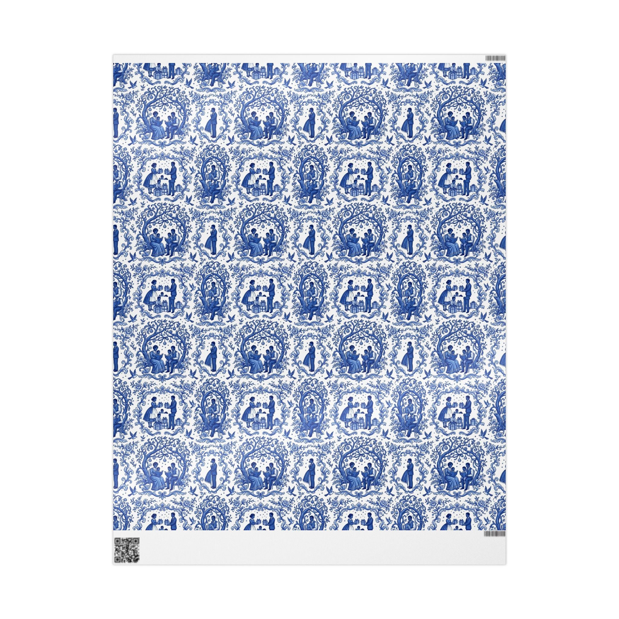 Royal Blue & White Porcelain Toile Wrapping Paper — Family Wrap Co.