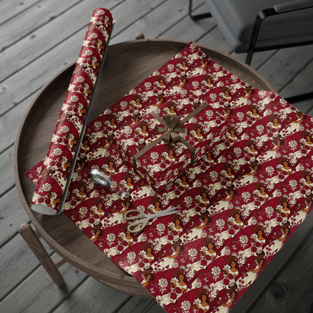 Crimson Cream Garden Gathering Wrapping Paper — Family Wrap Co.