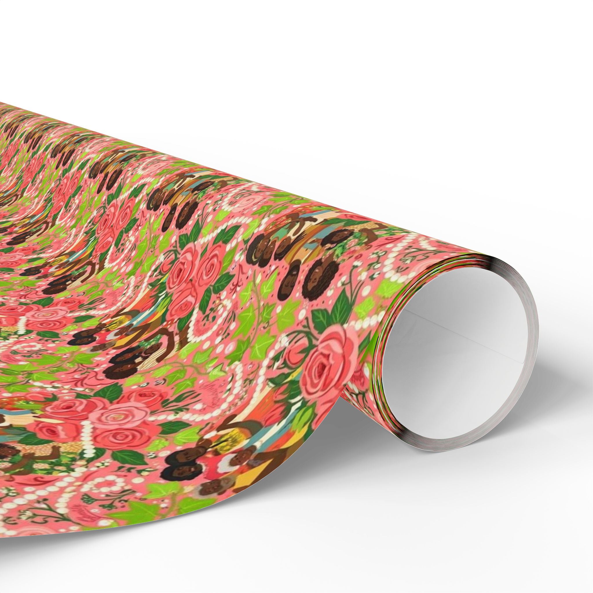 Pink & Green Family Celebration Wrap — African American Gift Wrap by Family Wrap Co.