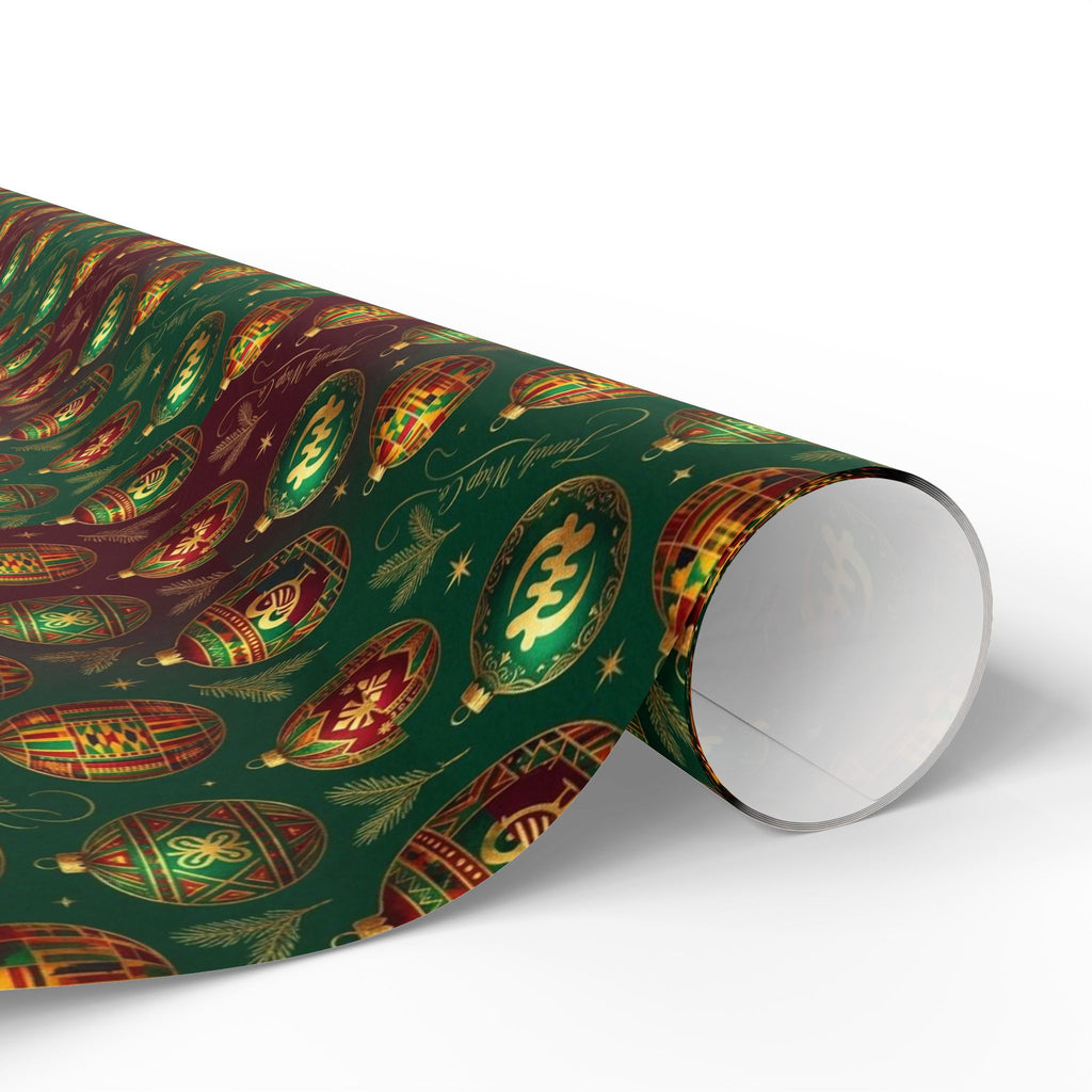 Golden Afrocentric Ornament Pattern — African American Gift Wrap by Family Wrap Co.