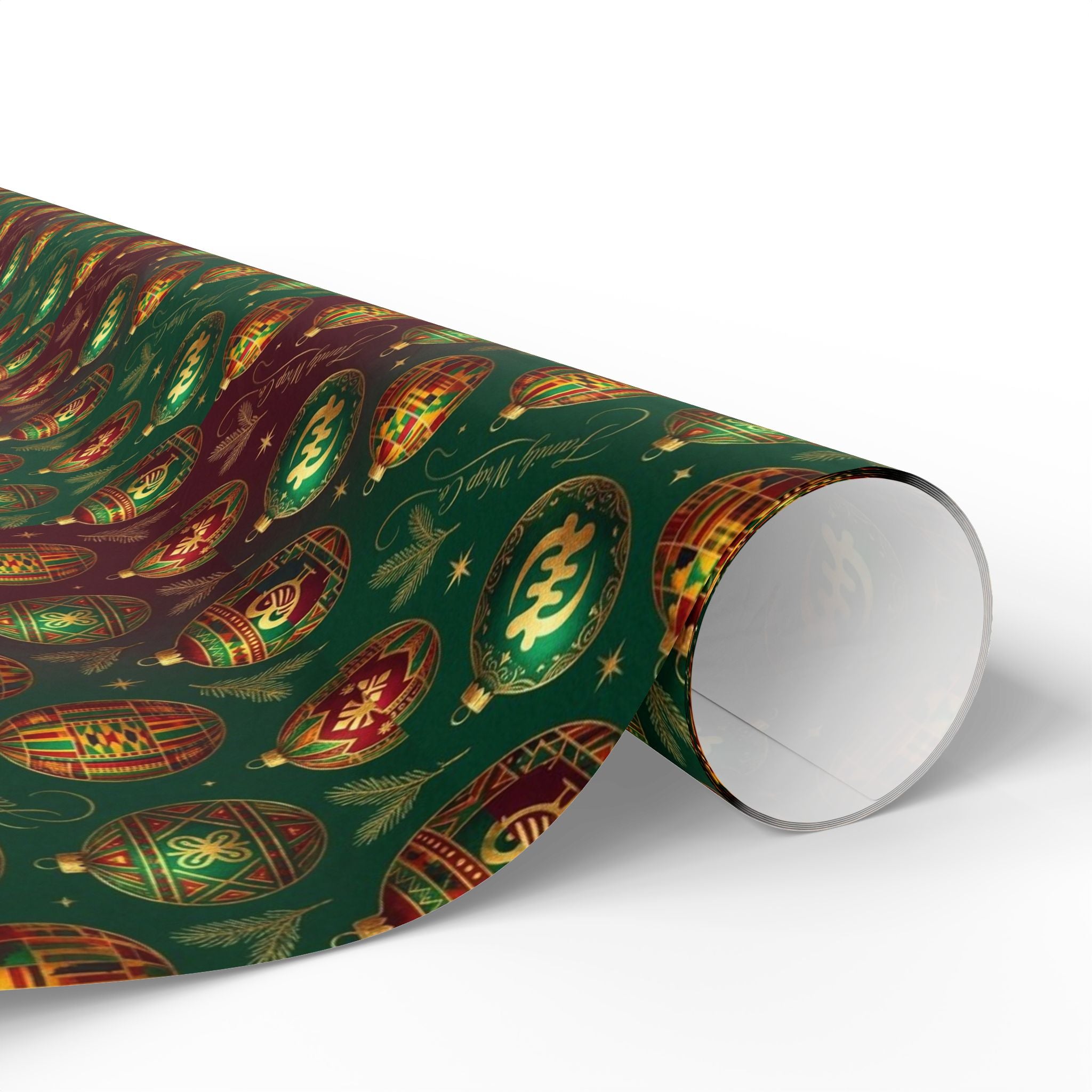 Golden Afrocentric Ornament Pattern — African American Gift Wrap by Family Wrap Co.