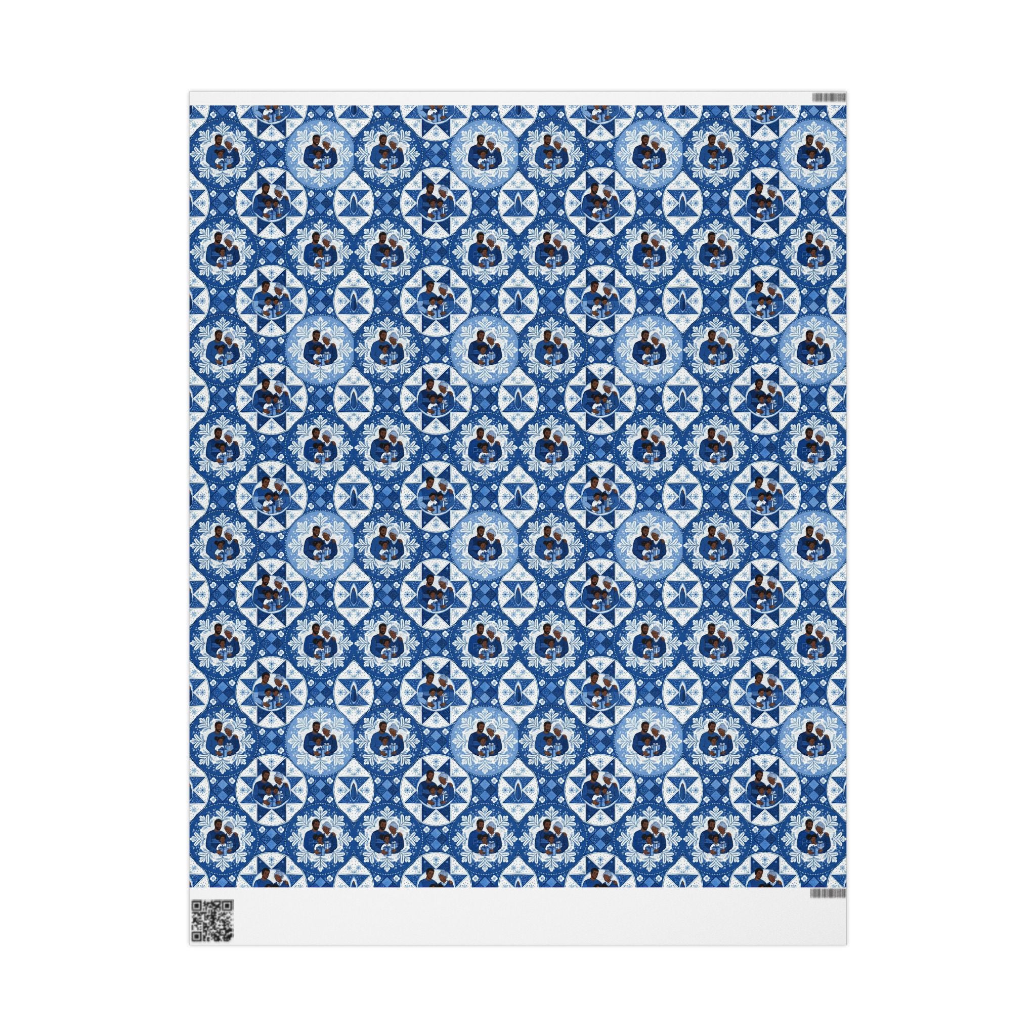Royal Blue & White Snowflake Quilt Wrapping Paper — Family Wrap Co.