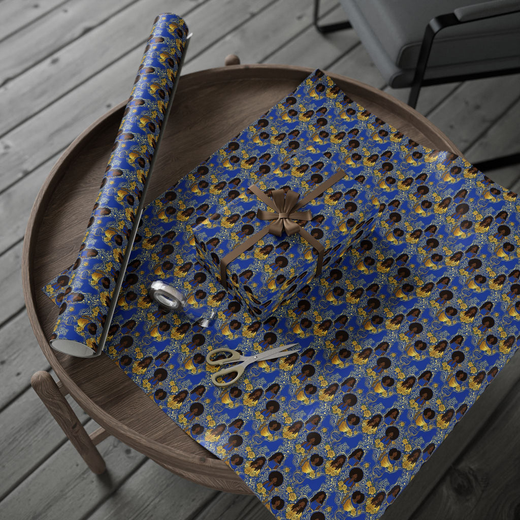 Blue & Gold Glamour Women's Collection — African American Gift Wrap by Family Wrap Co.